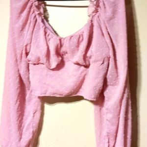 Pink Feminine Ruffle Top size L